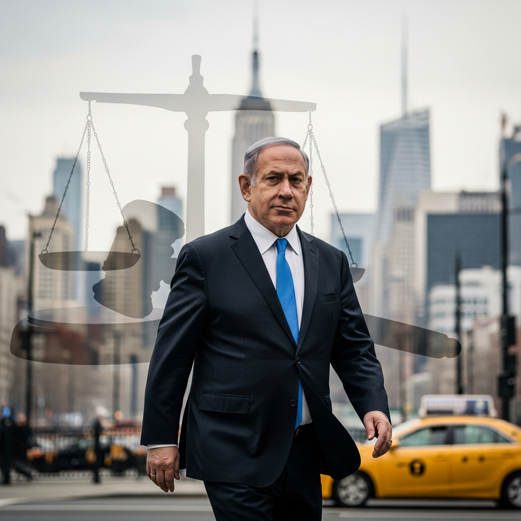 Illustration for: Netanyahu's Visit to New York and ICC Concerns