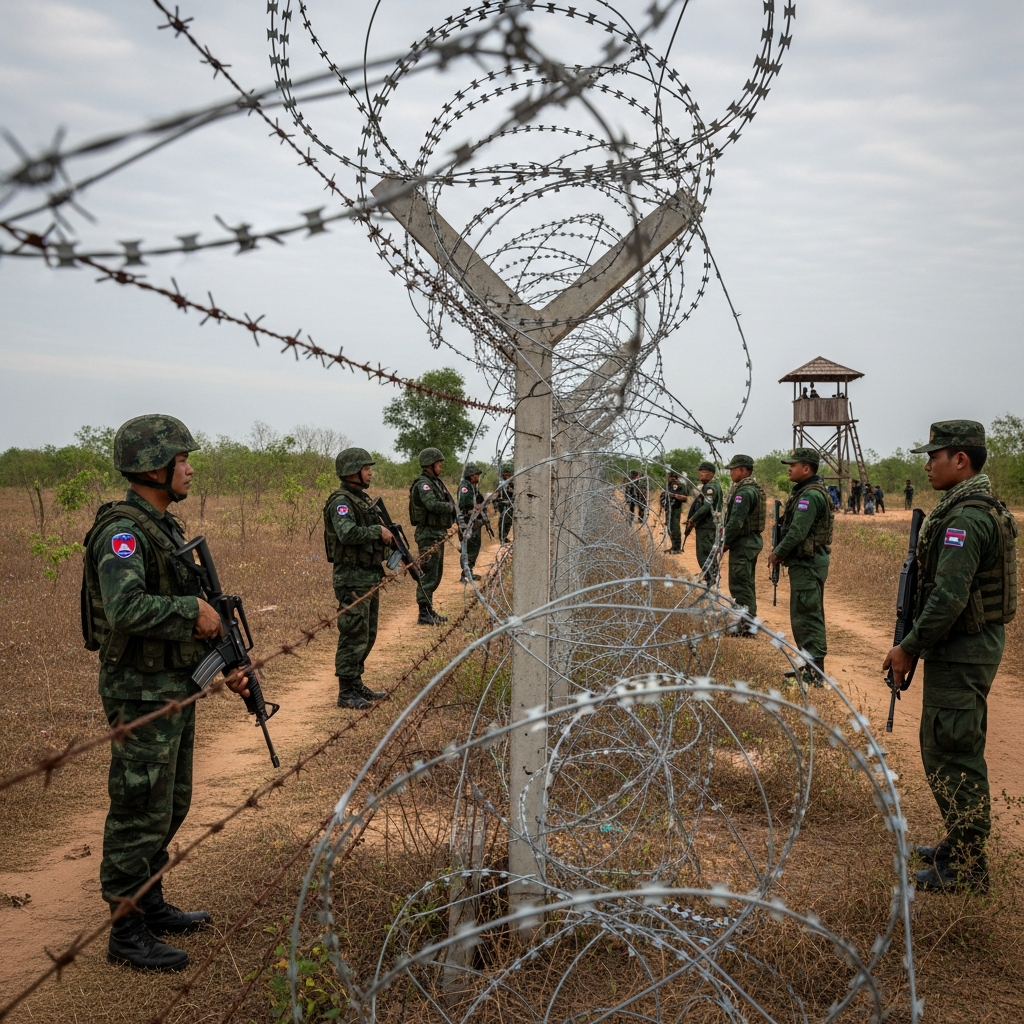 Illustration for: Tensions Rise in Thailand-Cambodia Border Conflict