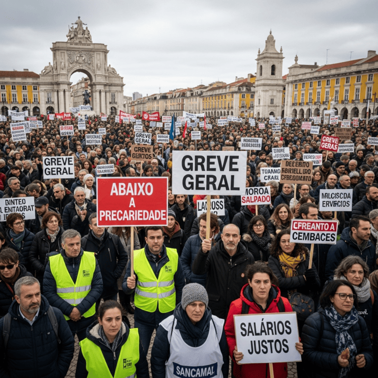 Illustration for: Portugal's Largest Strike in Over a Decade Hits Services