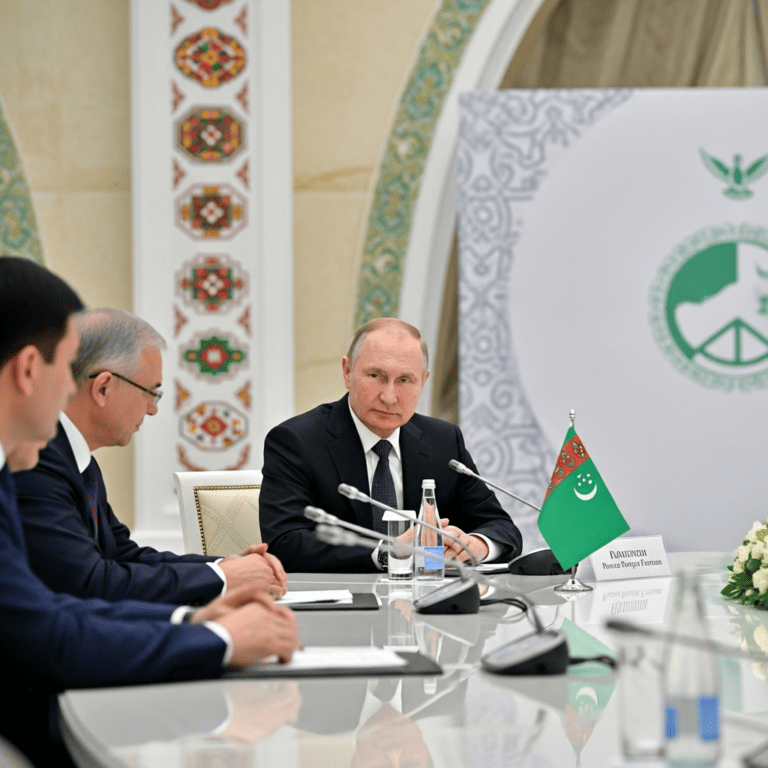 Illustration for: Putin Attends Peace Forum in Turkmenistan