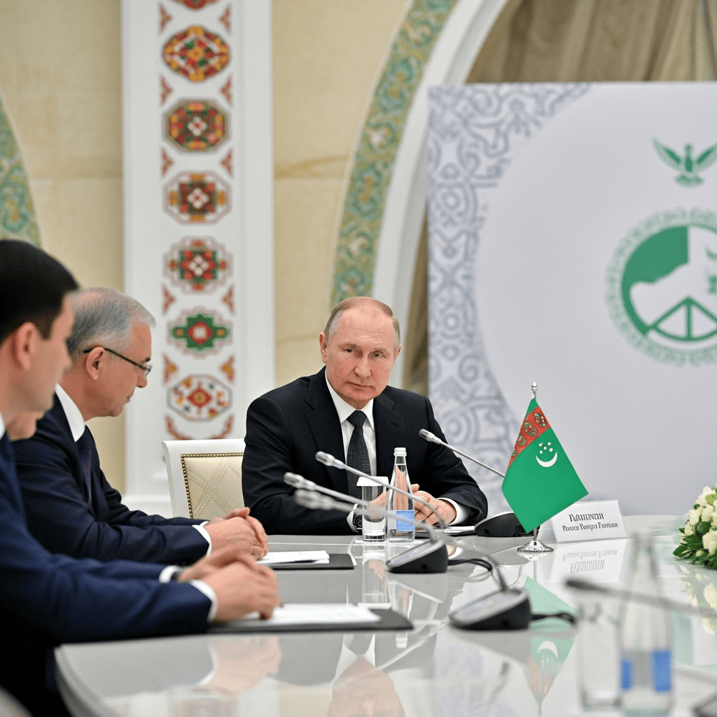 Illustration for: Putin Attends Peace Forum in Turkmenistan