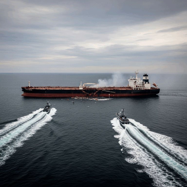 Illustration for: Oil Tanker Fire and Attacks in Black Sea