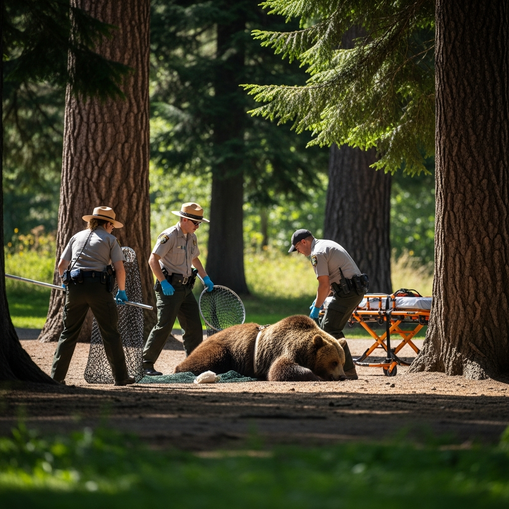 Illustration for: Bear Incident at Park Show Quickly Controlled