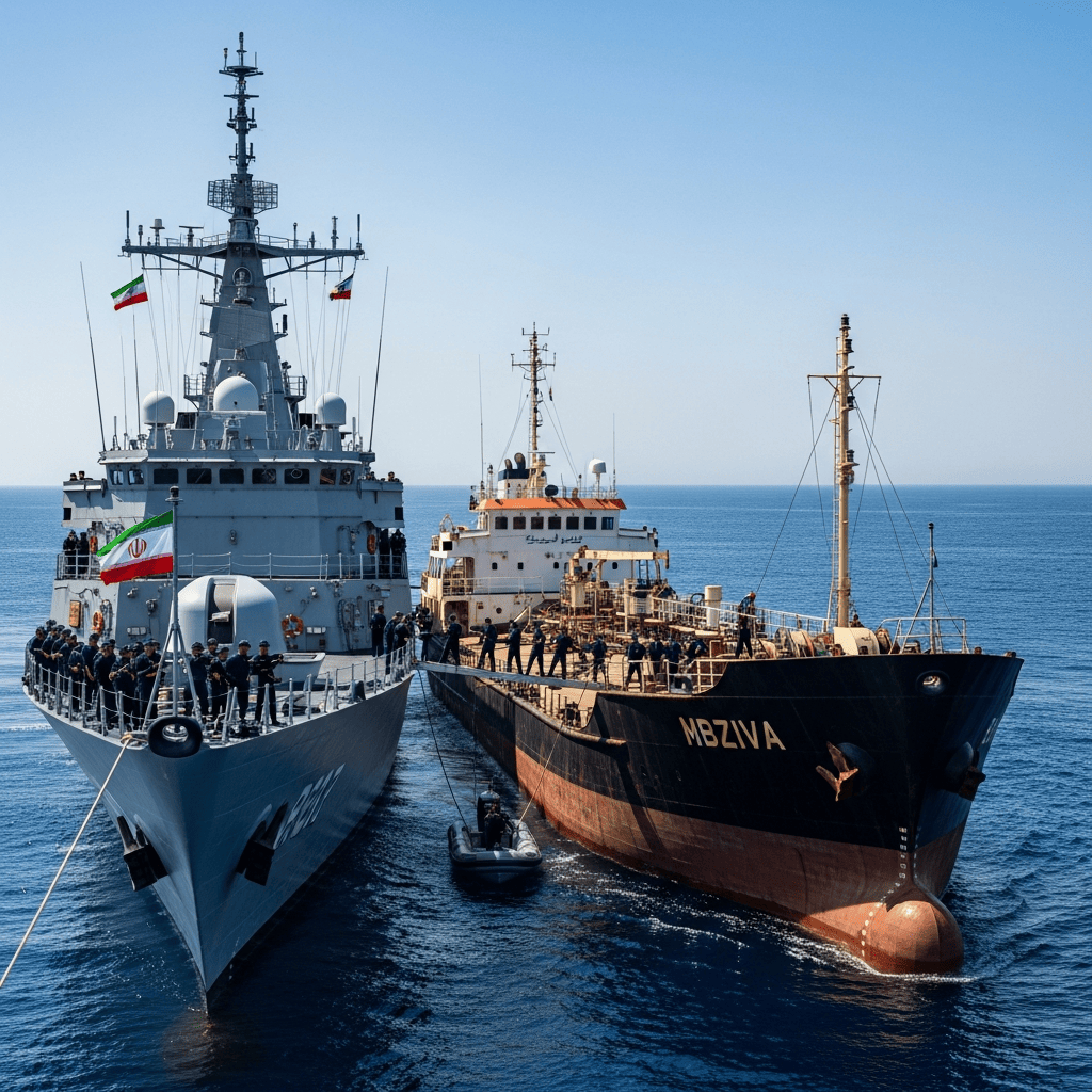 Illustration for: Iran Seizes Fuel Smuggling Tanker in Oman Sea