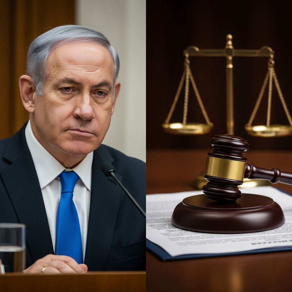 Illustration for: Netanyahu's Hearing and Legal Challenges