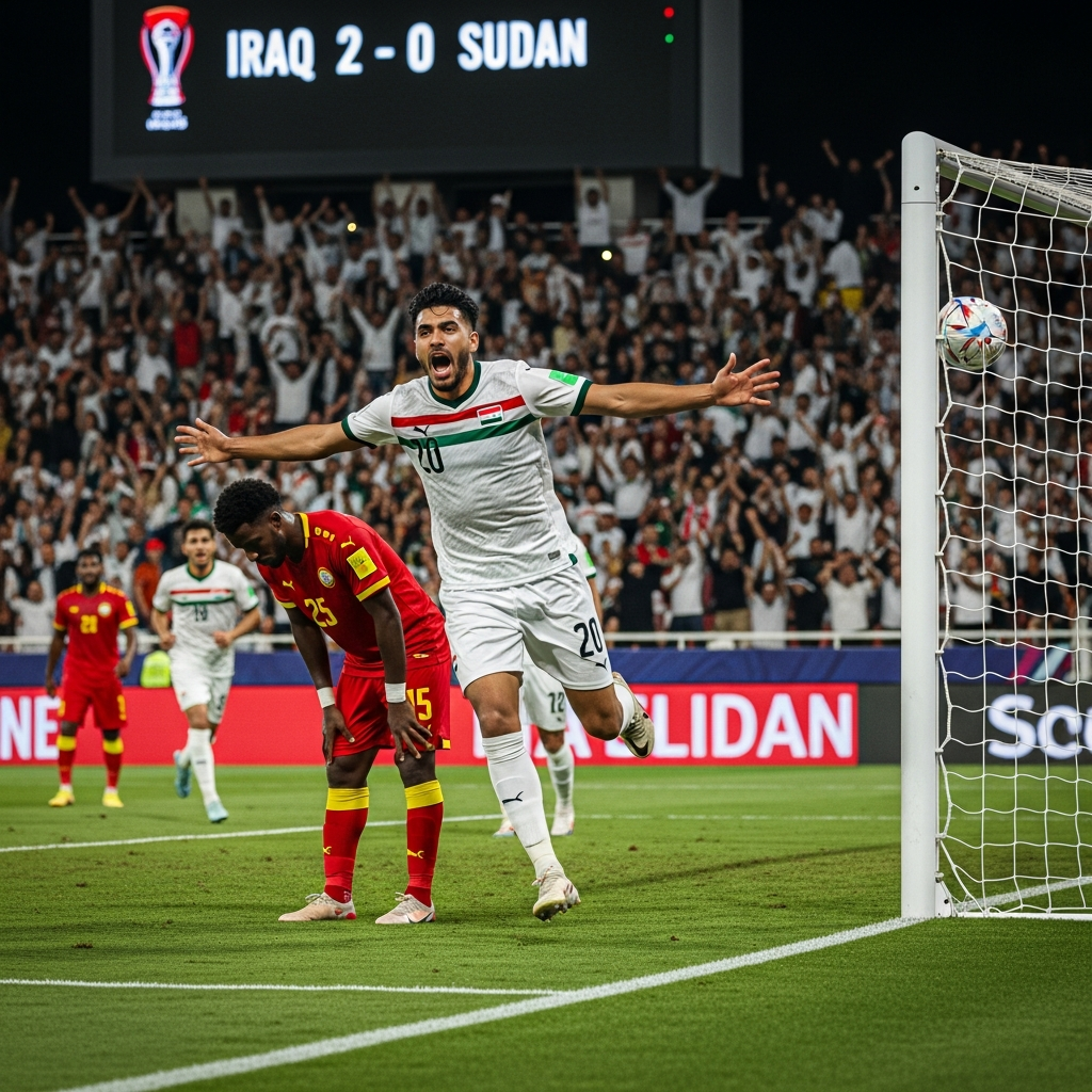 Illustration for: Arab Cup 2025: Iraq Defeats Sudan 2-0