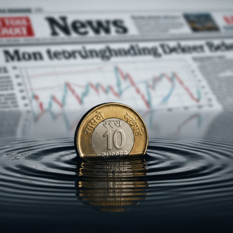 Illustration for: Indian Rupee Hits Record Low Amid Weak Trade Flows