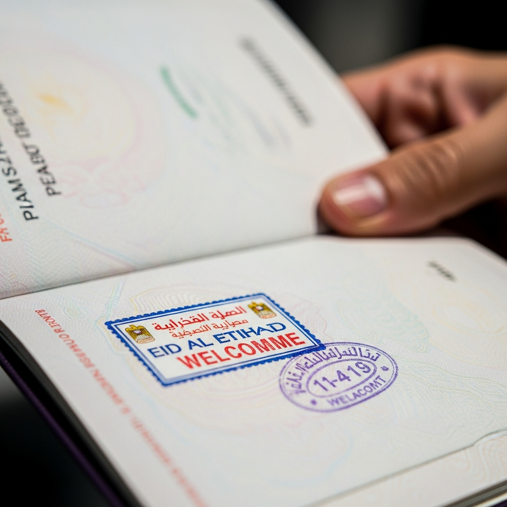 Illustration for: Dubai's Eid Al Etihad Passport Stamp Welcome