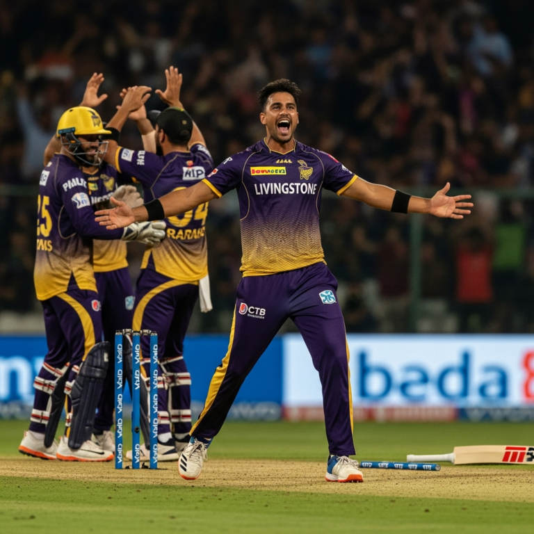 Illustration for: Livingstone's Heroics Lead to Knight Riders' Victory