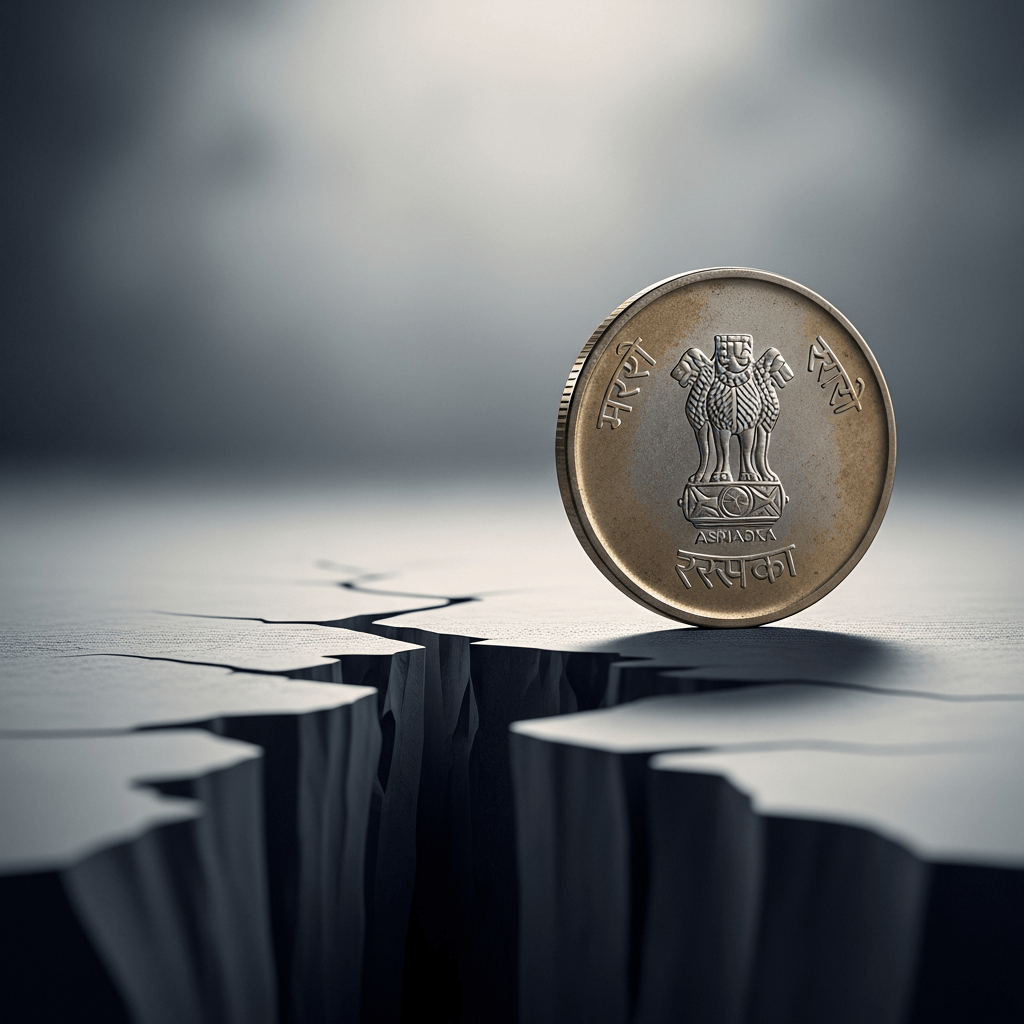 Illustration for: Indian Rupee Hits Record Low Amid Trade Deal Stalemate