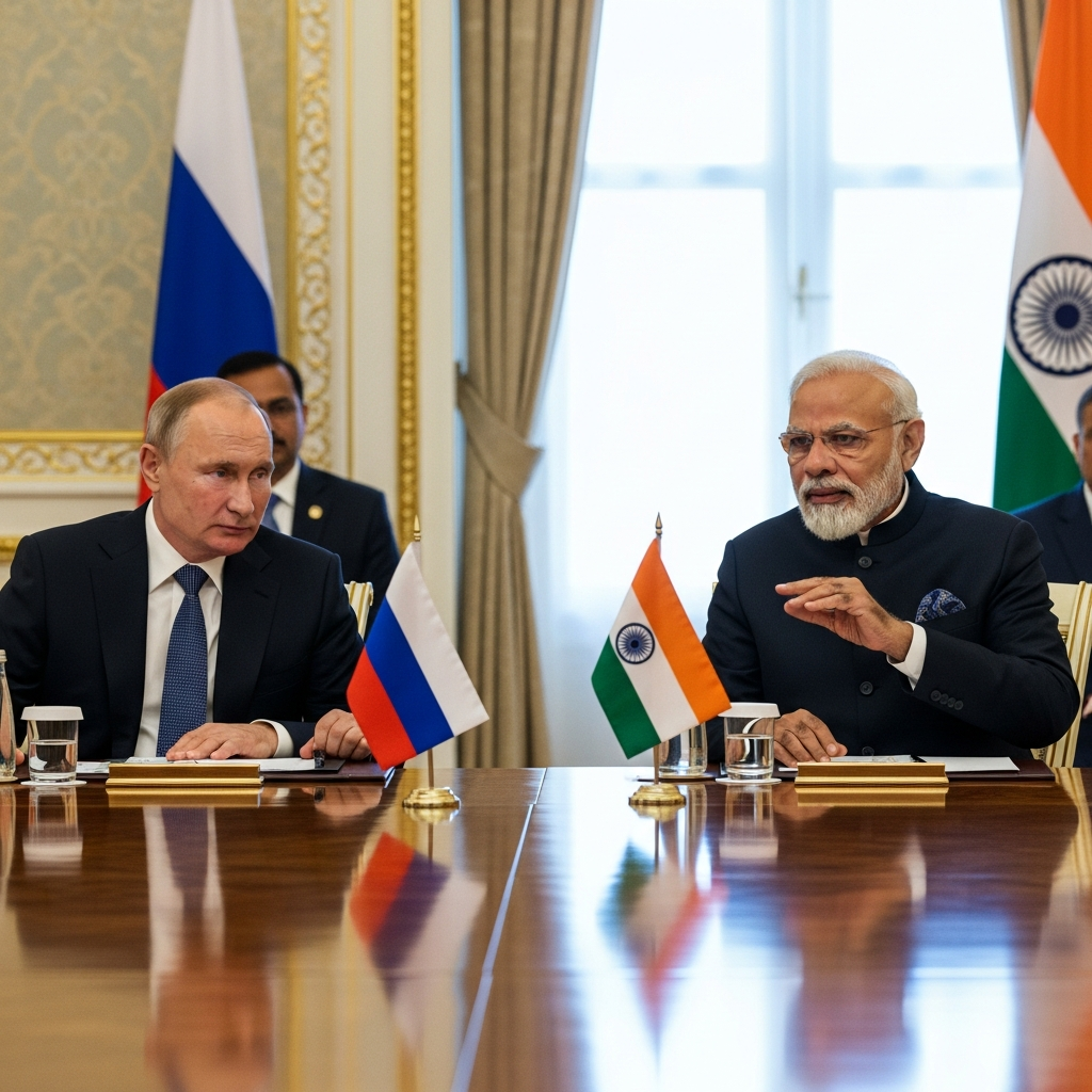 Illustration for: Putin's High-Level Visit to India