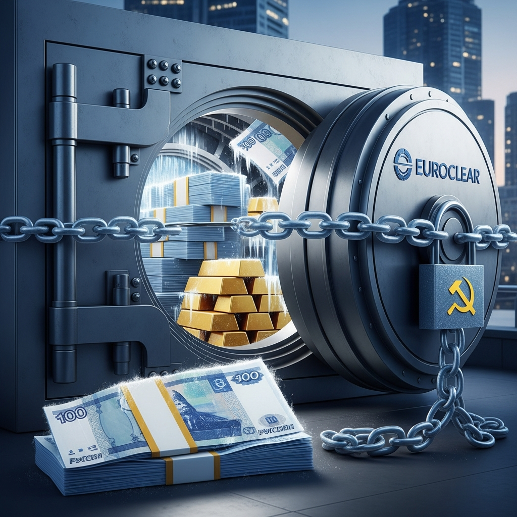 Illustration for: Euroclear Holds $209B in Frozen Russian Assets