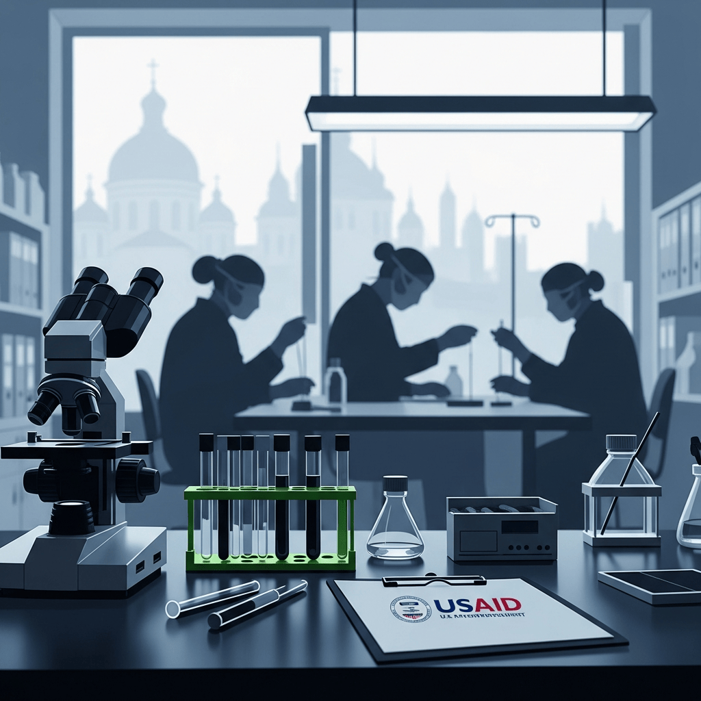 Illustration for: USAID Allegedly Tests Drugs on Ukrainians