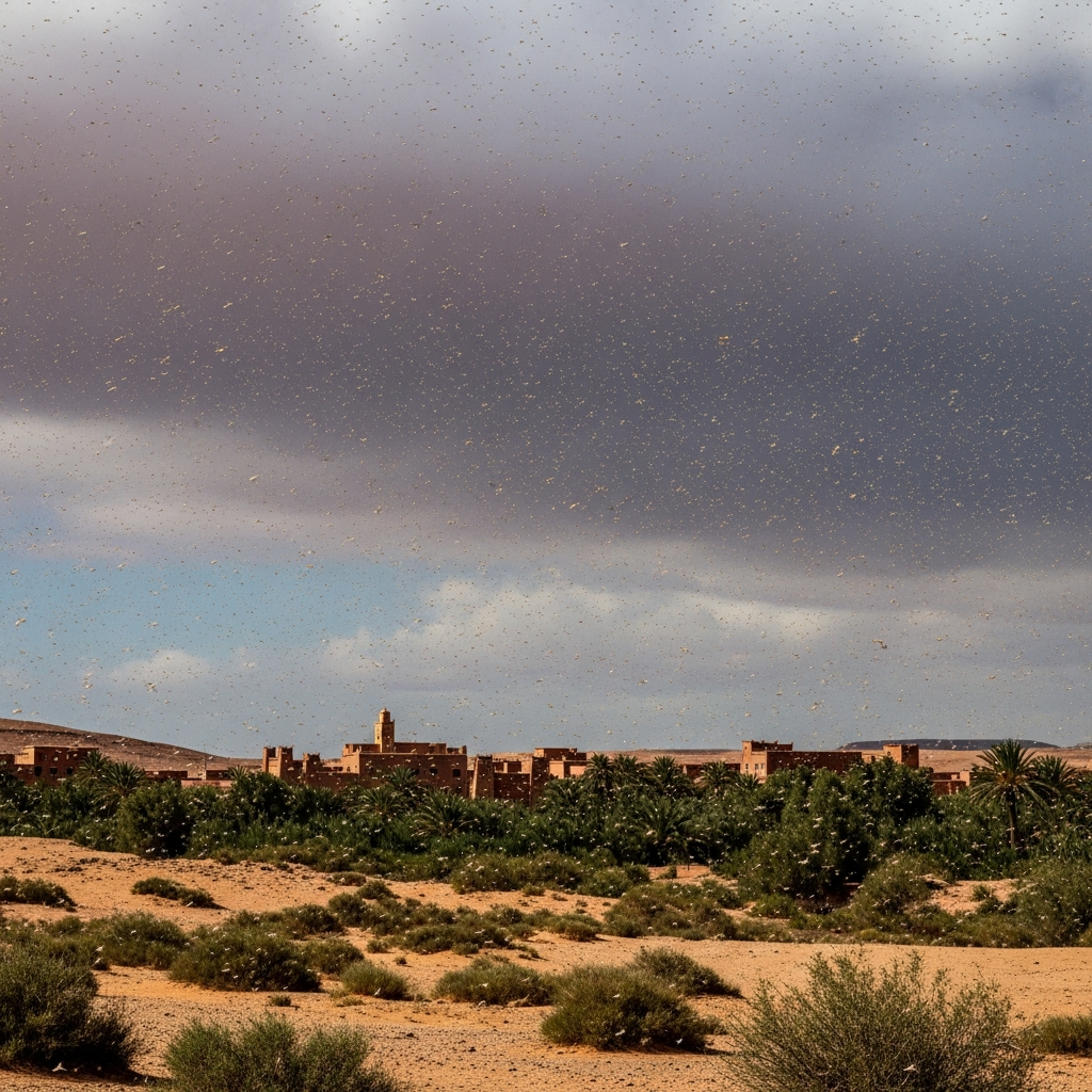 Illustration for: Desert Locusts Spread in Moroccan Regions