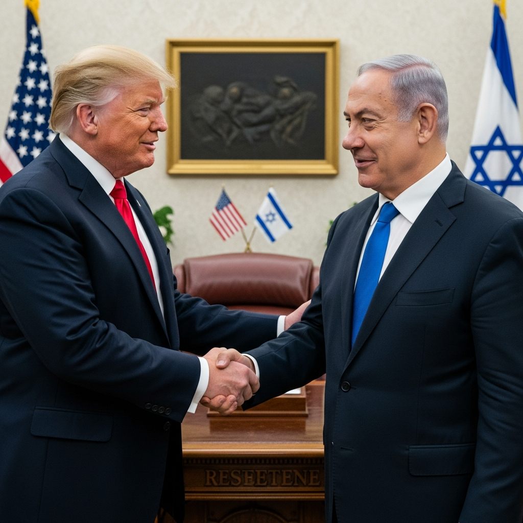 Illustration for: Netanyahu and Trump Plan White House Meeting