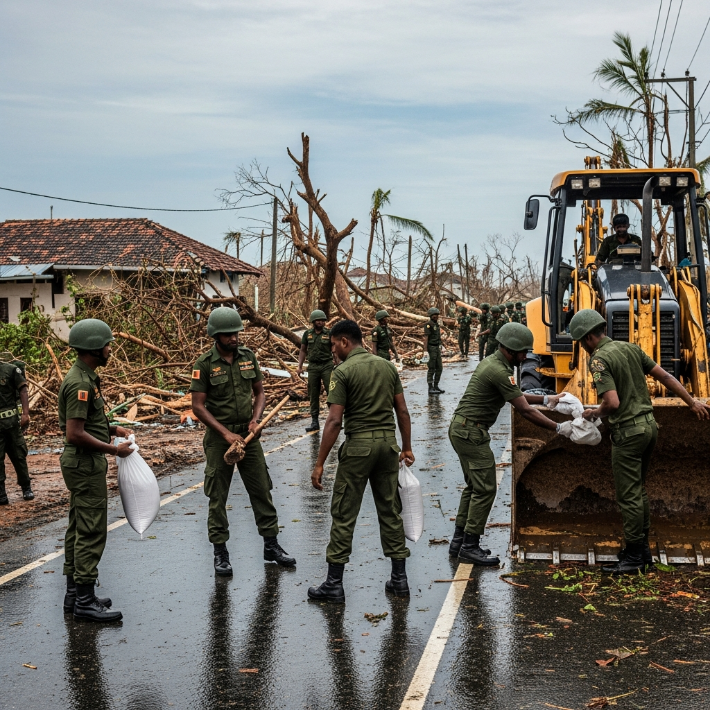 Illustration for: Sri Lanka Doubles Troops for Cyclone Recovery