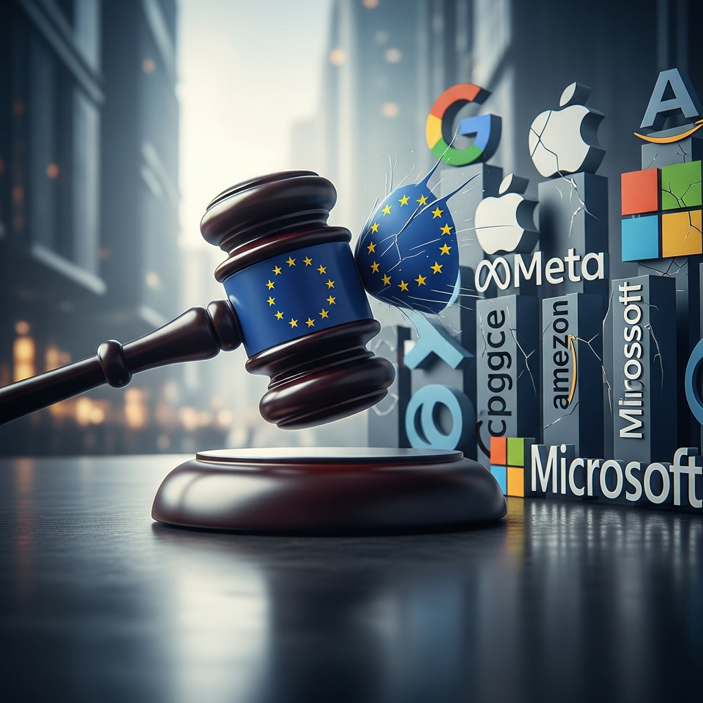 Illustration for: EU Intensifies Crackdown on Big Tech Giants