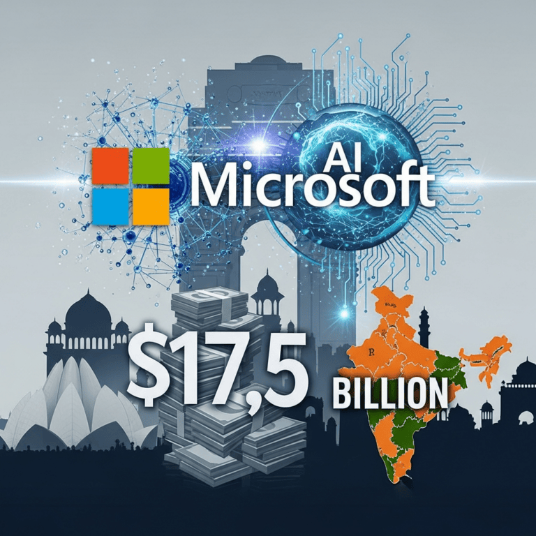 Illustration for: Microsoft's $17.5B AI Investment in India