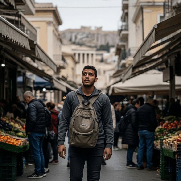 Illustration for: Struggles and Hopes: Palestinian Refugees in Athens