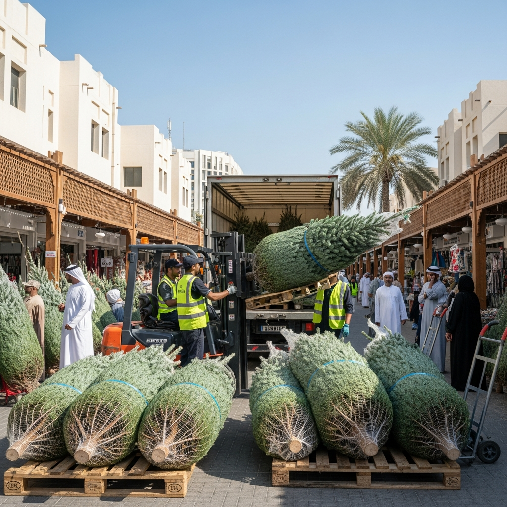 Illustration for: Festive Christmas Trees Arrive in Dubai Markets