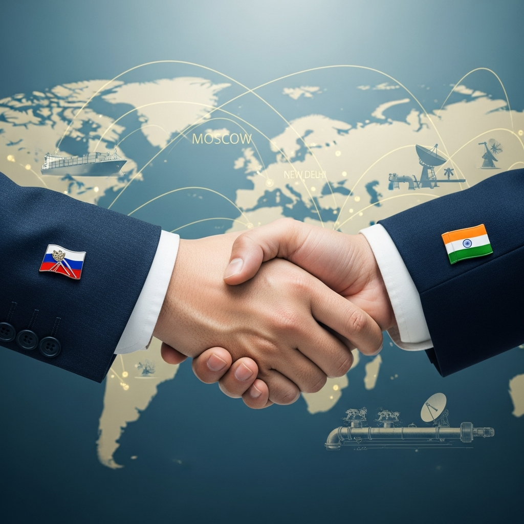 Illustration for: Russia-India Strategic Cooperation and Trade Relations