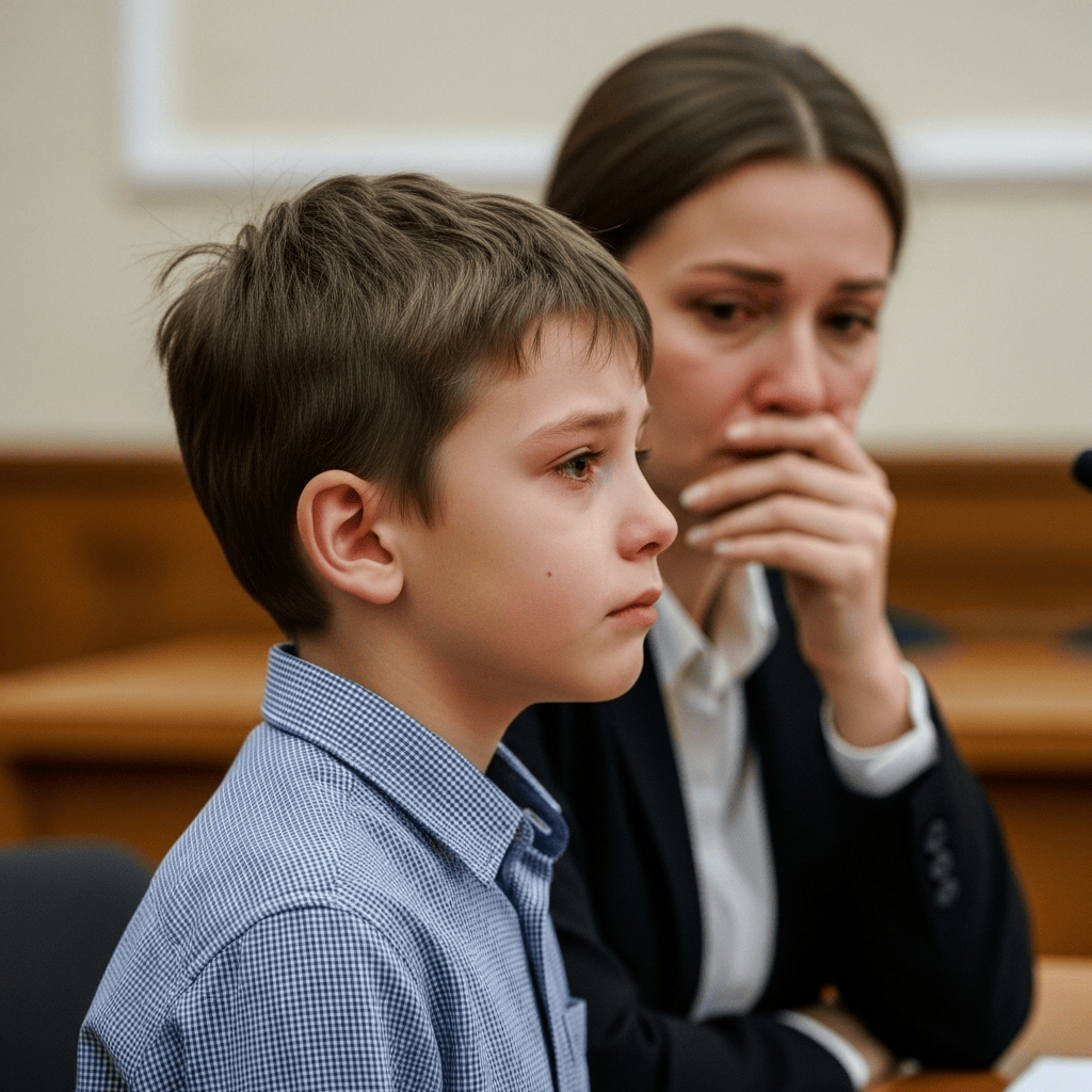 Illustration for: Ukrainian Boy's Testimony Moves Interpreter to Tears