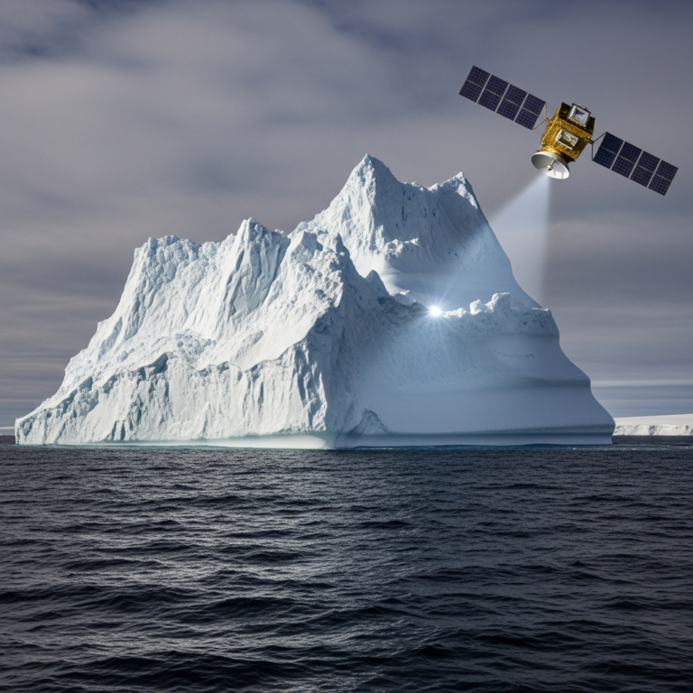 Illustration for: Satellite Detects Iceberg in Commonwealth Sea