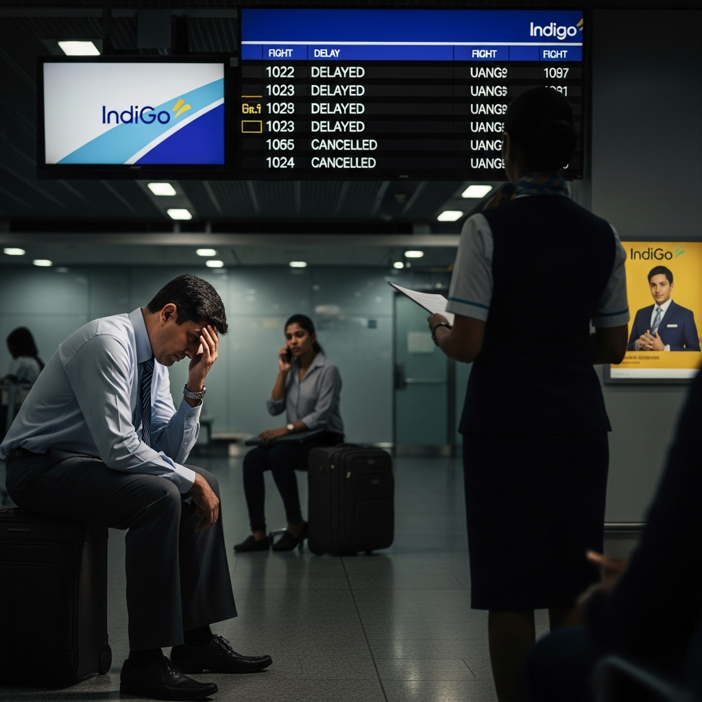 Illustration for: Indigo Apologizes Amid Flight Disruptions