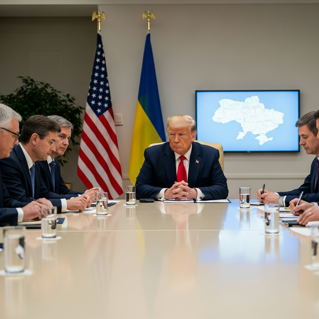 Illustration for: Trump on Resolving Ukrainian Conflict