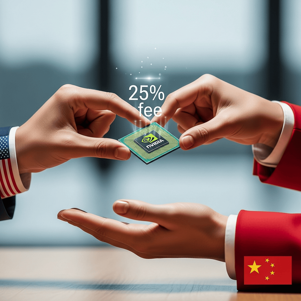 Illustration for: U.S. Eases Nvidia Chip Exports to China with 25% Fee