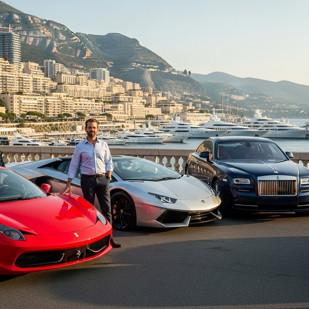 Illustration for: Donald Trump Jr. on Luxury Cars in Monaco