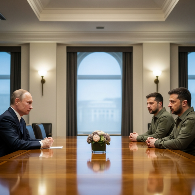 Illustration for: US President Talks with Putin and Zelensky