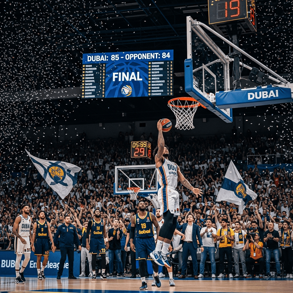Illustration for: Dubai Basketball's Thrilling EuroLeague Victory