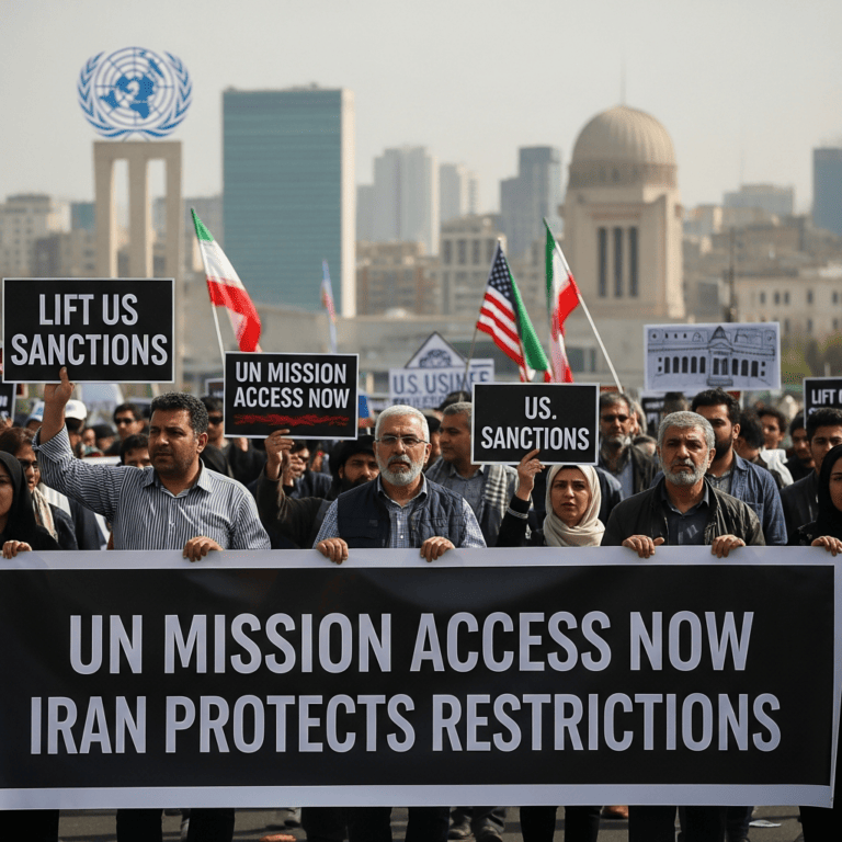 Illustration for: Iran Protests US Restrictions on UN Mission