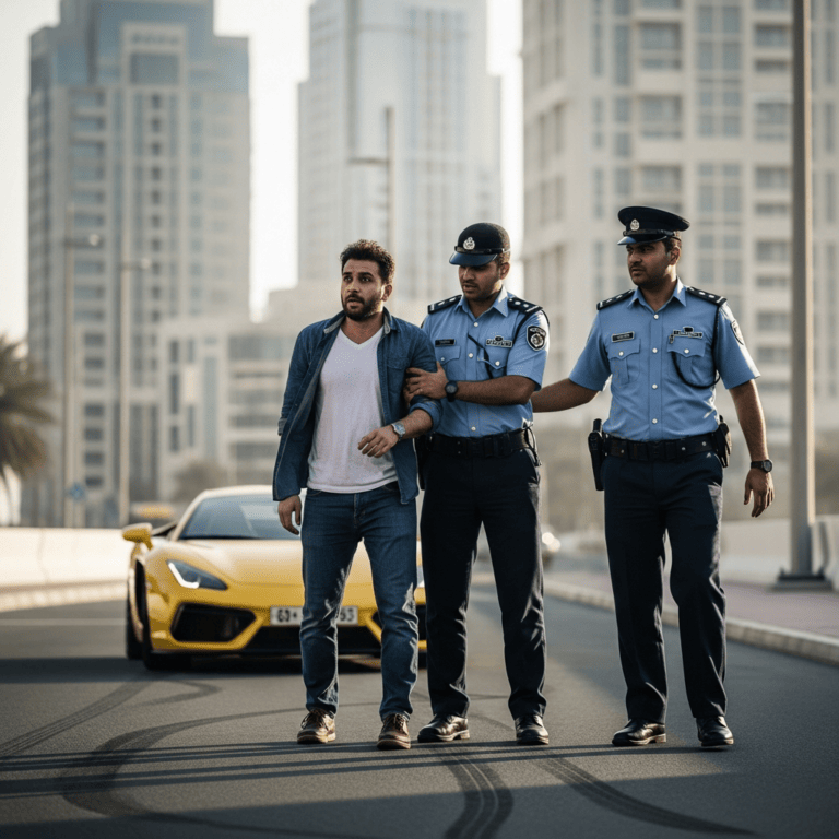 Illustration for: Dubai Police Arrest Man for Birthday Street Fire Stunt