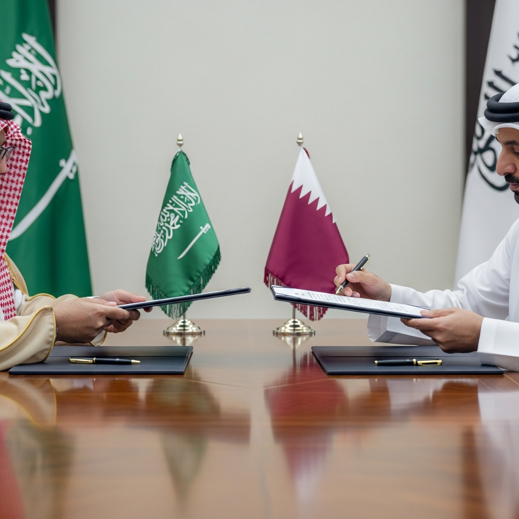 Illustration for: Saudi-Qatar High-Speed Train Agreement Signed