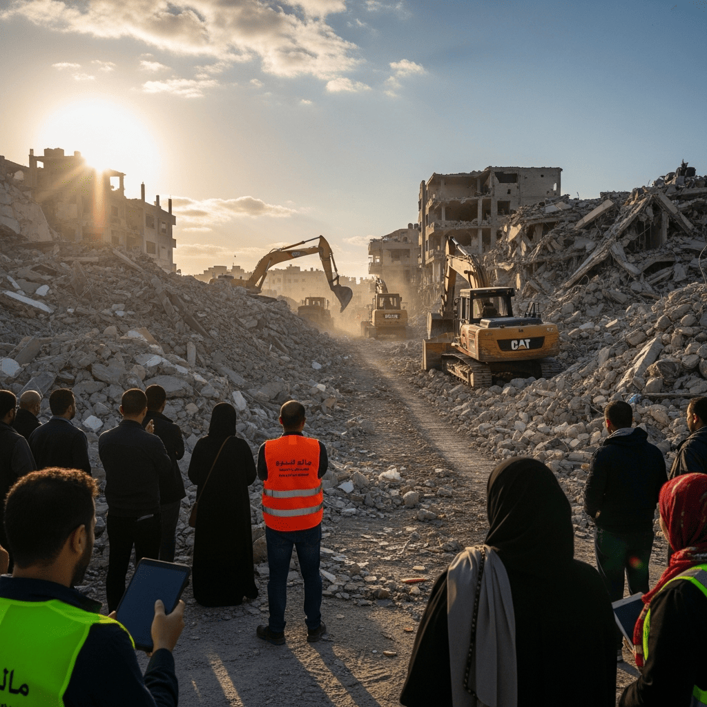 Illustration for: Israel Agrees to Fund Gaza Rubble Removal