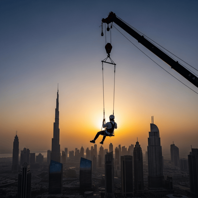 Illustration for: Sky-High Swing Stunt Over Dubai