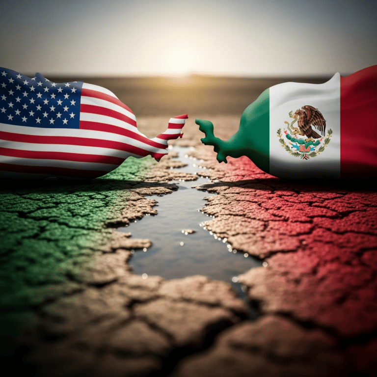 Illustration for: Trump Pressures Mexico on Water Resource Sharing