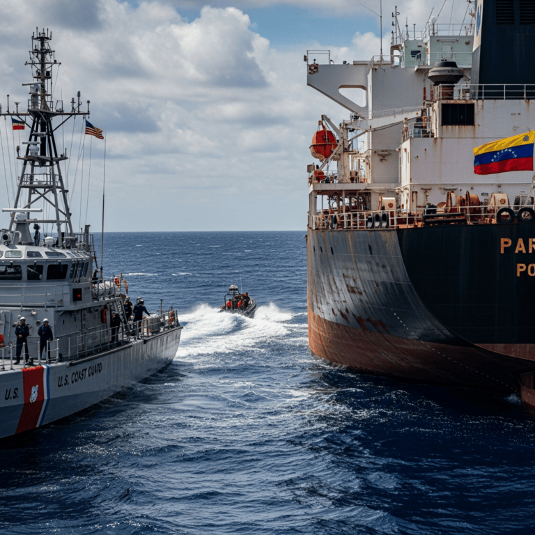 Illustration for: US Seizes Tanker, Venezuela Responds