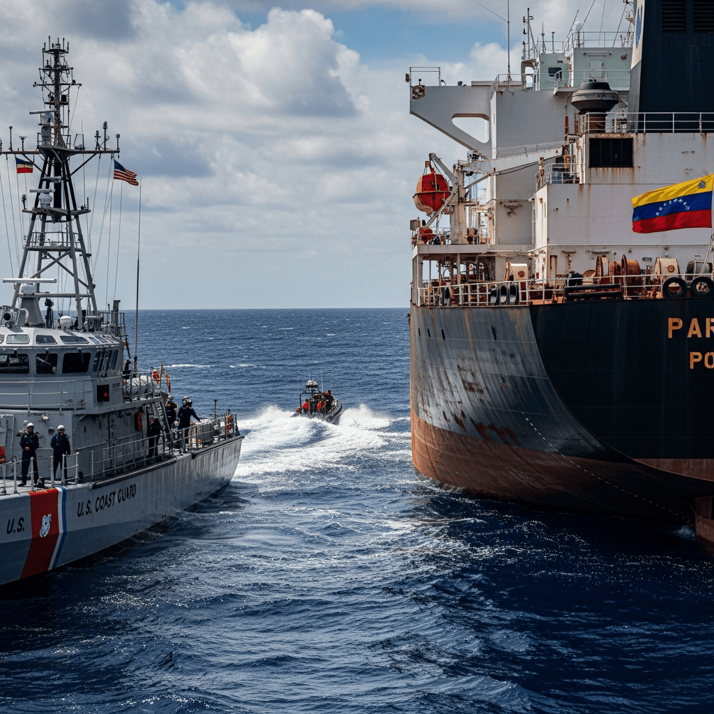 Illustration for: US Seizes Tanker, Venezuela Responds