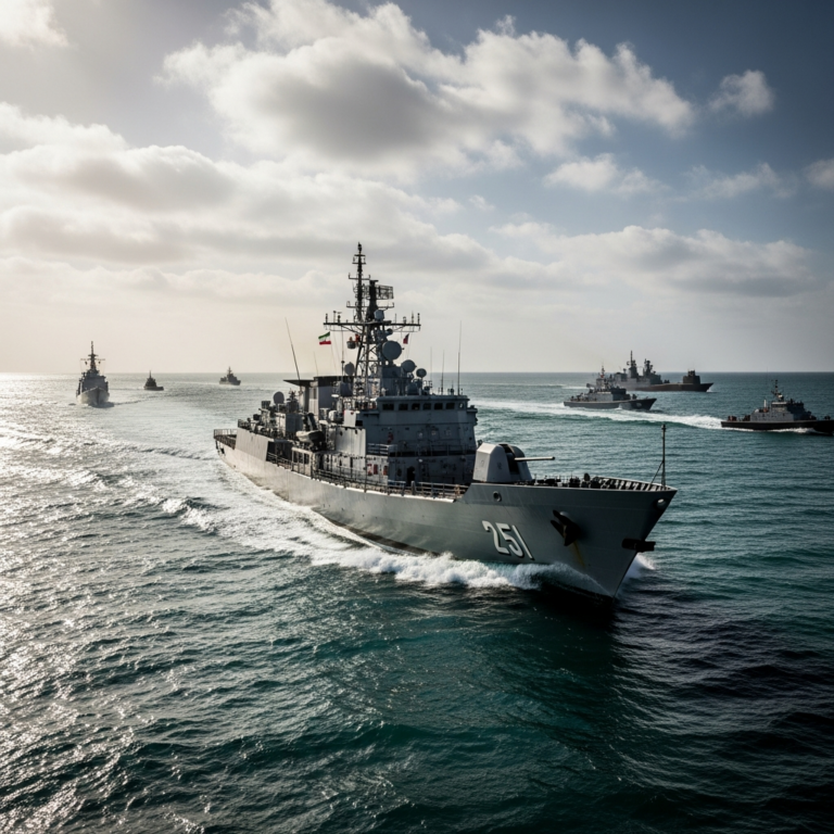 Illustration for: Iran's Naval Maneuvers and Military Readiness