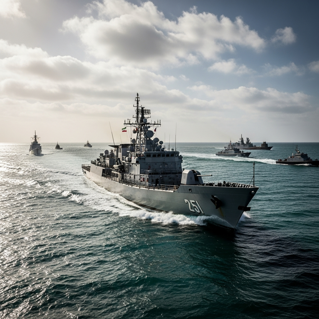 Illustration for: Iran's Naval Maneuvers and Military Readiness