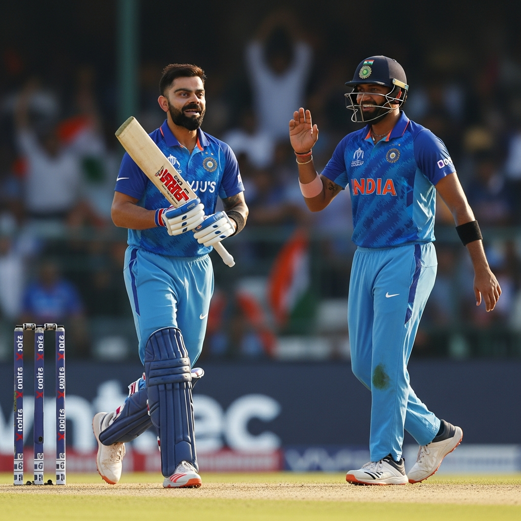 Illustration for: Kohli and Sharma Shine in ODI Resurgence