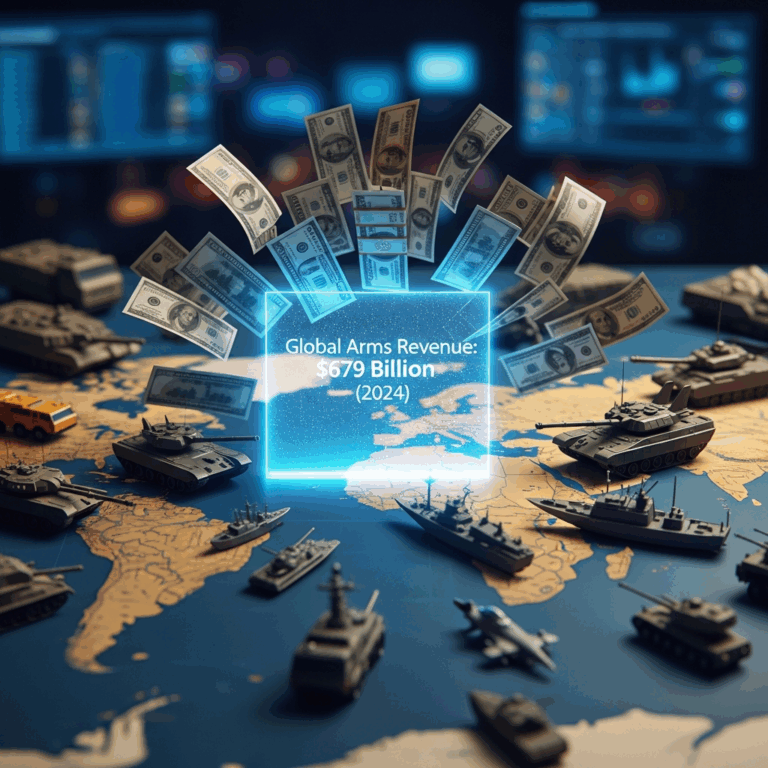 Illustration for: Global Arms Industry Revenue Hits $679 Billion in 2024