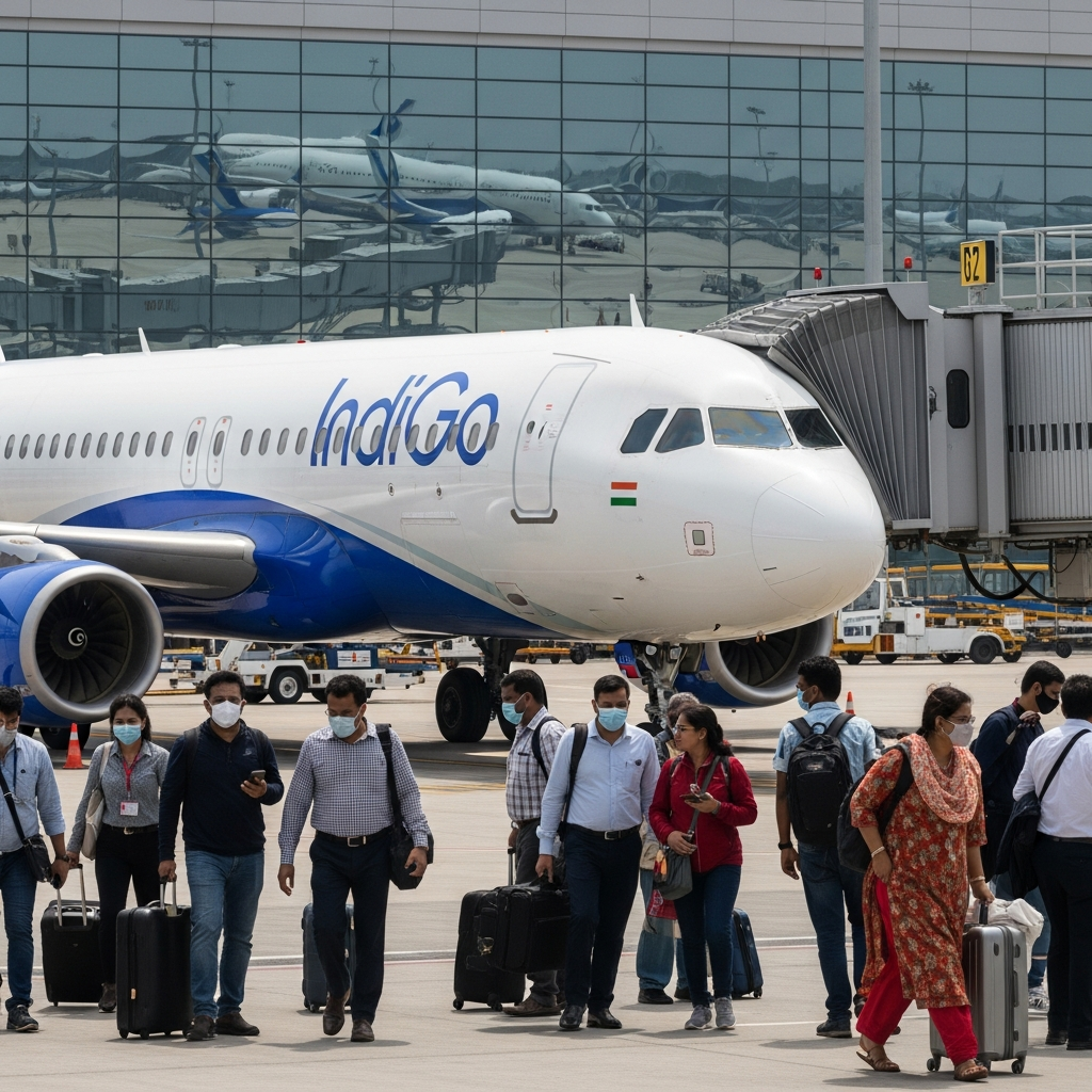 Illustration for: IndiGo Resumes Flights Amid Refunds and Fare Caps