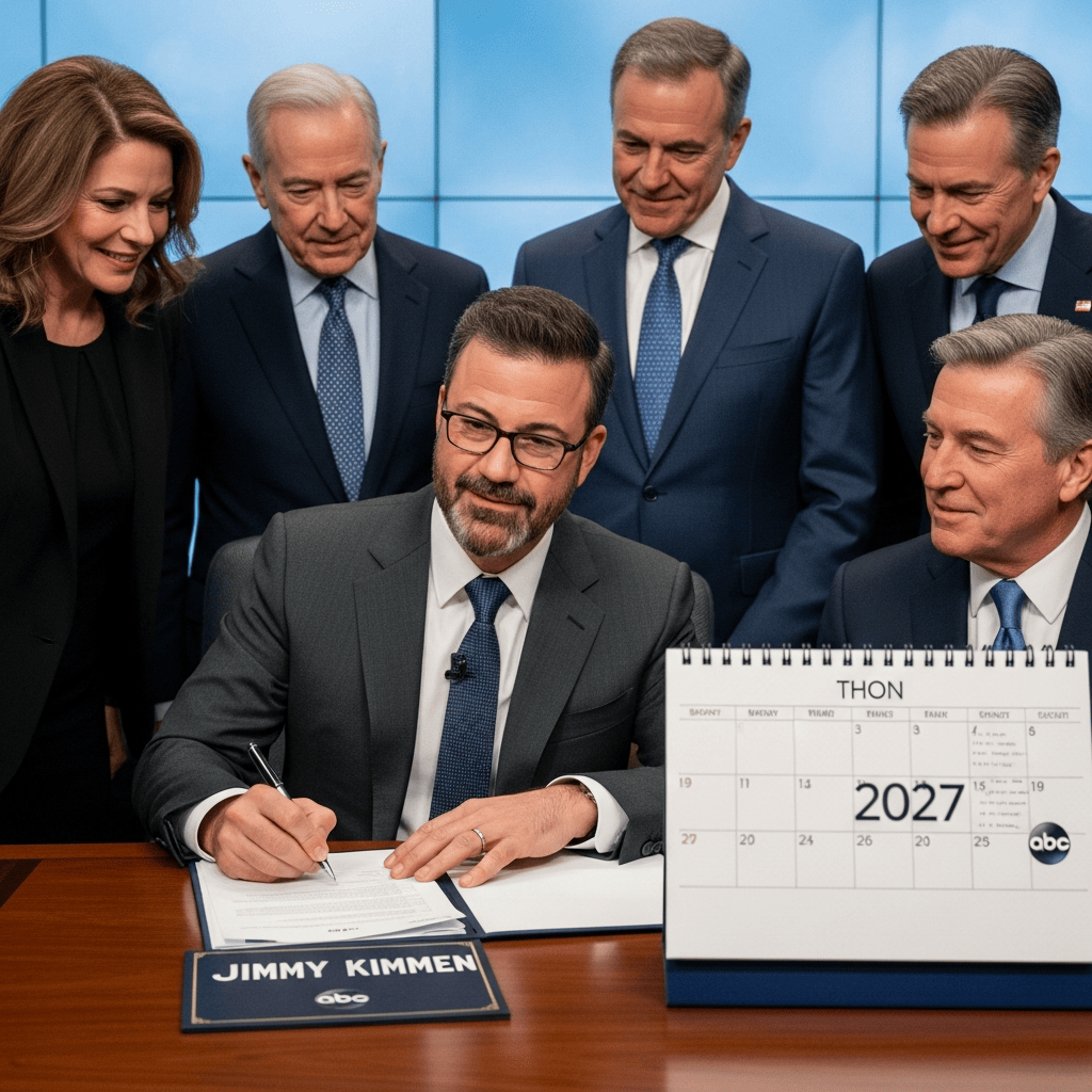 Illustration for: Jimmy Kimmel Extends ABC Contract to 2027