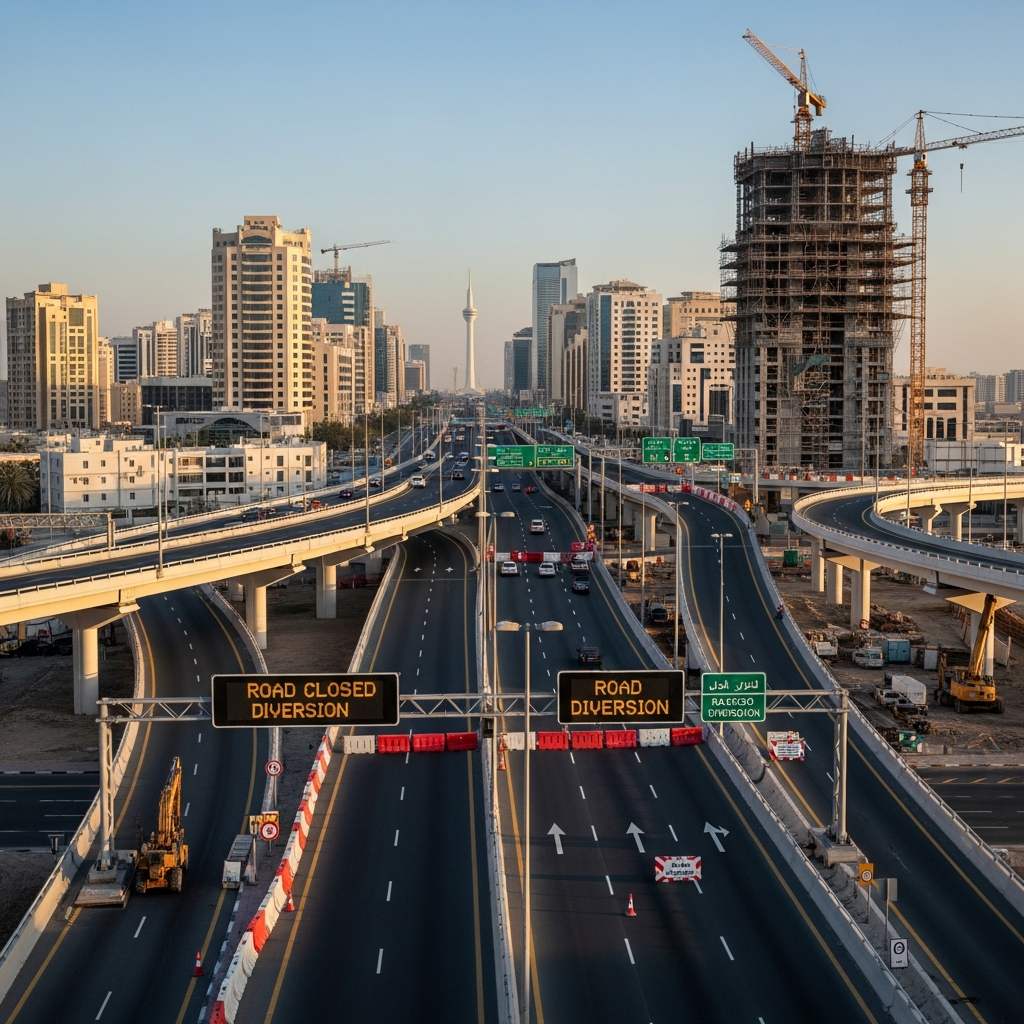 Illustration for: Sharjah Road Closures and New Traffic Projects