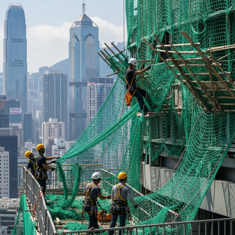 Illustration for: Hong Kong Removes Hazardous Netting After Deadly Fire