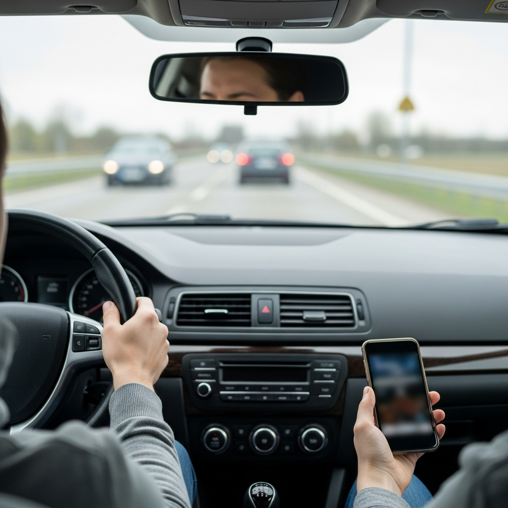 Illustration for: Avoid Driving Distractions: Safety First
